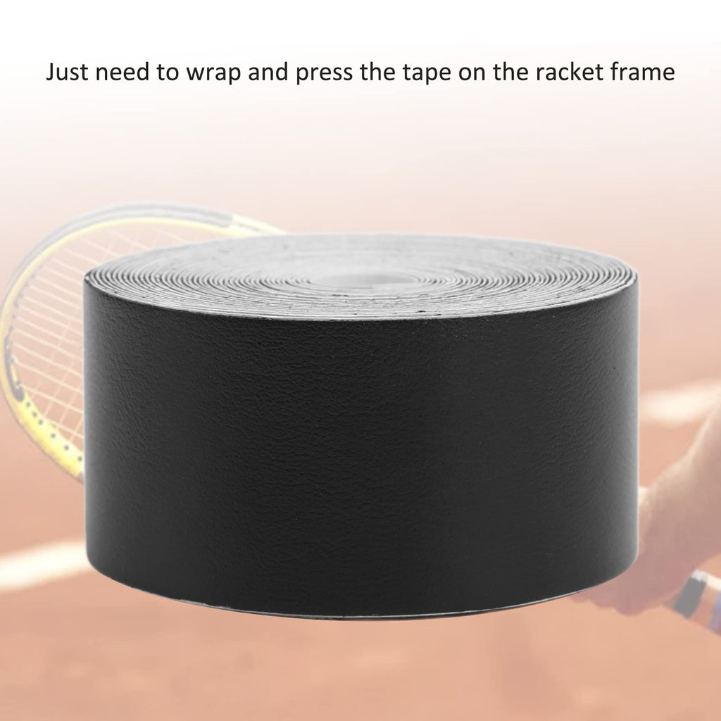 VBESTLIFE Tennis Racket Frame Tape, 16.4ft PU Edge Wrap for Racquet Head Cover Scratch Prevention Sports Equipment Maintenance‌ (Black)
