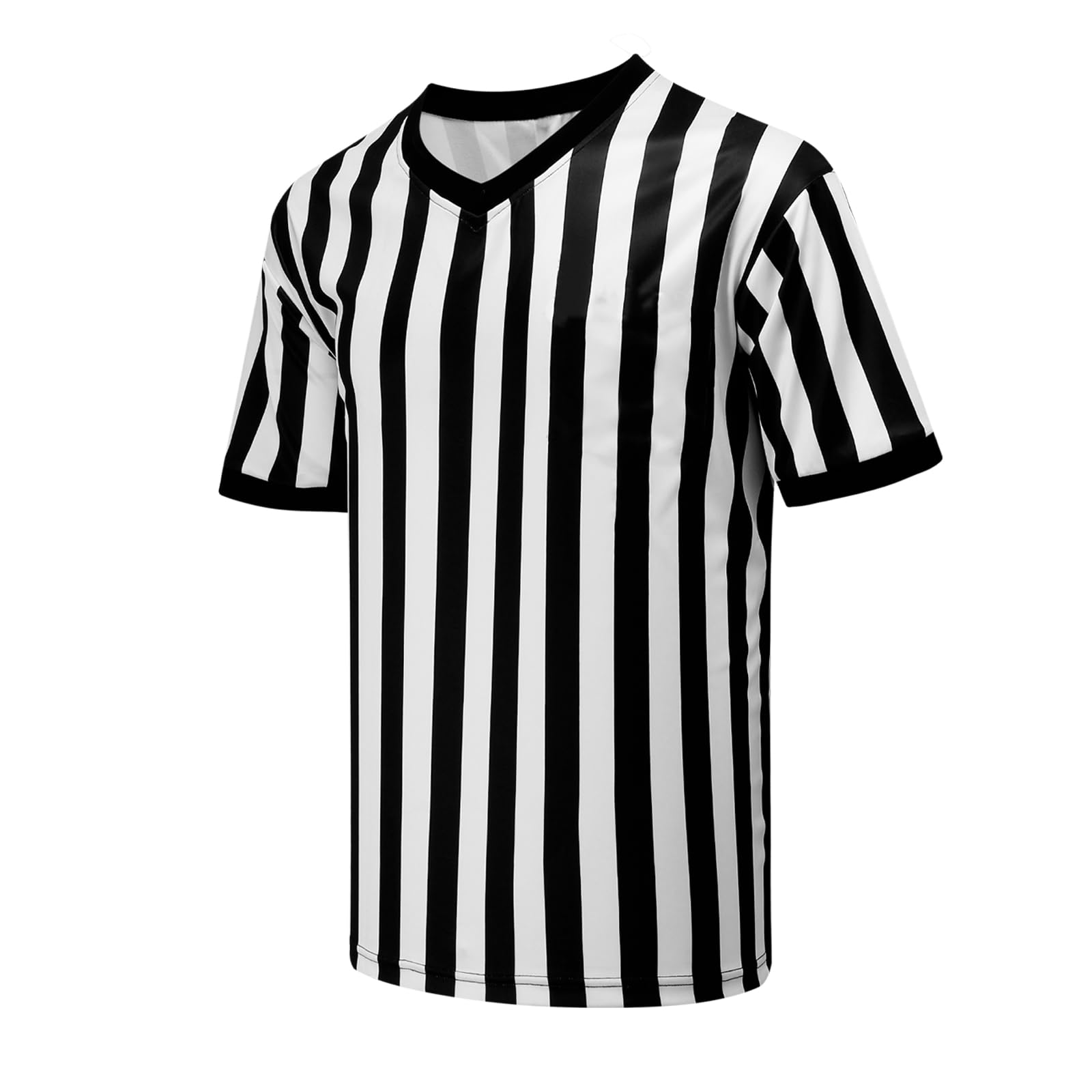 VKT Referee Shirt V-Neck Official Ref Costume Umpire Jersey for Womens and Mens Basketball Football Halloween Uniform XL