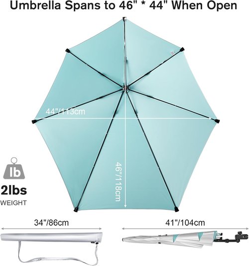 G4Free Adjustable Chair Umbrella - XL UV Protection Sun Shade for Beach, Stroller, Golf Cart, Patio