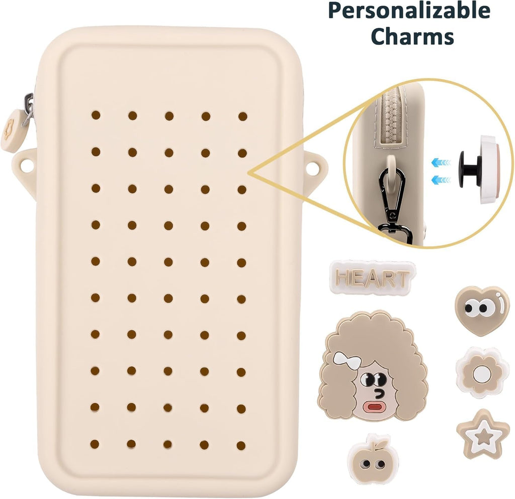 Skiennix Silicone Crossbody Bag - Waterproof & Lightweight Phone Purse with Adjustable Strap | Beige
