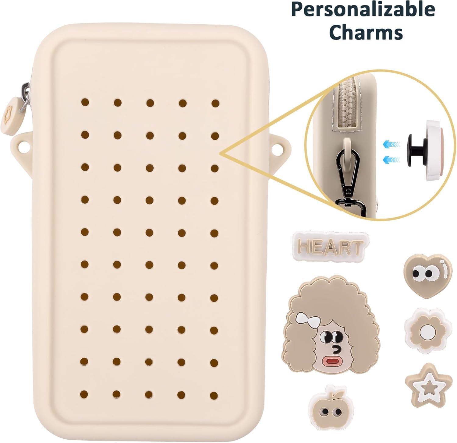 Skiennix Silicone Crossbody Bag - Waterproof & Lightweight Phone Purse with Adjustable Strap | Beige