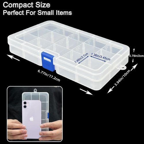 DUOFIRE Adjustable Plastic Organizer Storage Box - Removable Grid for Jewelry & Accessories | 15 Grids, White x 4