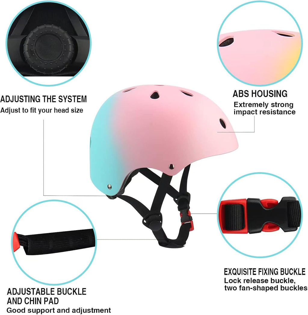 Skiennix Adjustable Kids Bike Helmet - Color Gradient Design for Ages 3-14 | Perfect for Biking & Skating