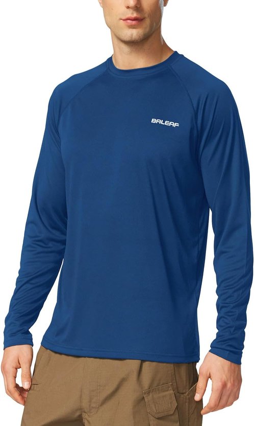 Baleaf Men's UV Protection Shirt - SPF UPF 50+ Long Sleeve Rash Guard for Fishing & Running