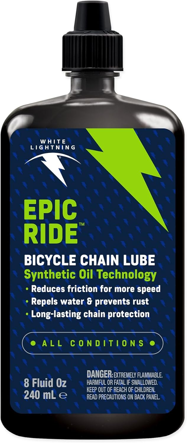 White Lightning Epic Ride Bike Chain Lube - Long-Lasting Lubrication for Wet & Dry Conditions, 2 oz