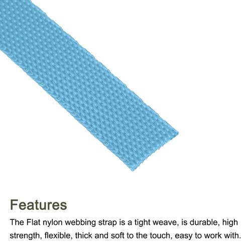 MECCANIXITY Flat Nylon Webbing Strap 3/8 Inch 50 Yards Polypropylene Webbing Lake Blue for Backpack, Luggage-Rack, Outdoor Climbing, DIY Craft