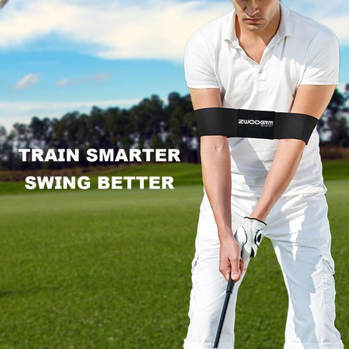 ZWOOGYM Golf Grip Kit,2 Pack Golf Grip Trainer with 1 Swing Correcting Arm Band, to Help Train Correct Hand Position,Golf Training Aid, (Black Band+Black&Blue Grip Trainer, 1)