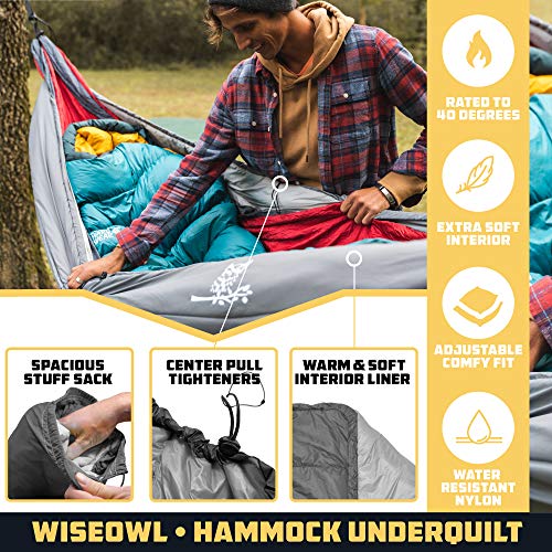 Grey Insulated Hammock Underquilt for Camping - Ultralight Water-Resistant