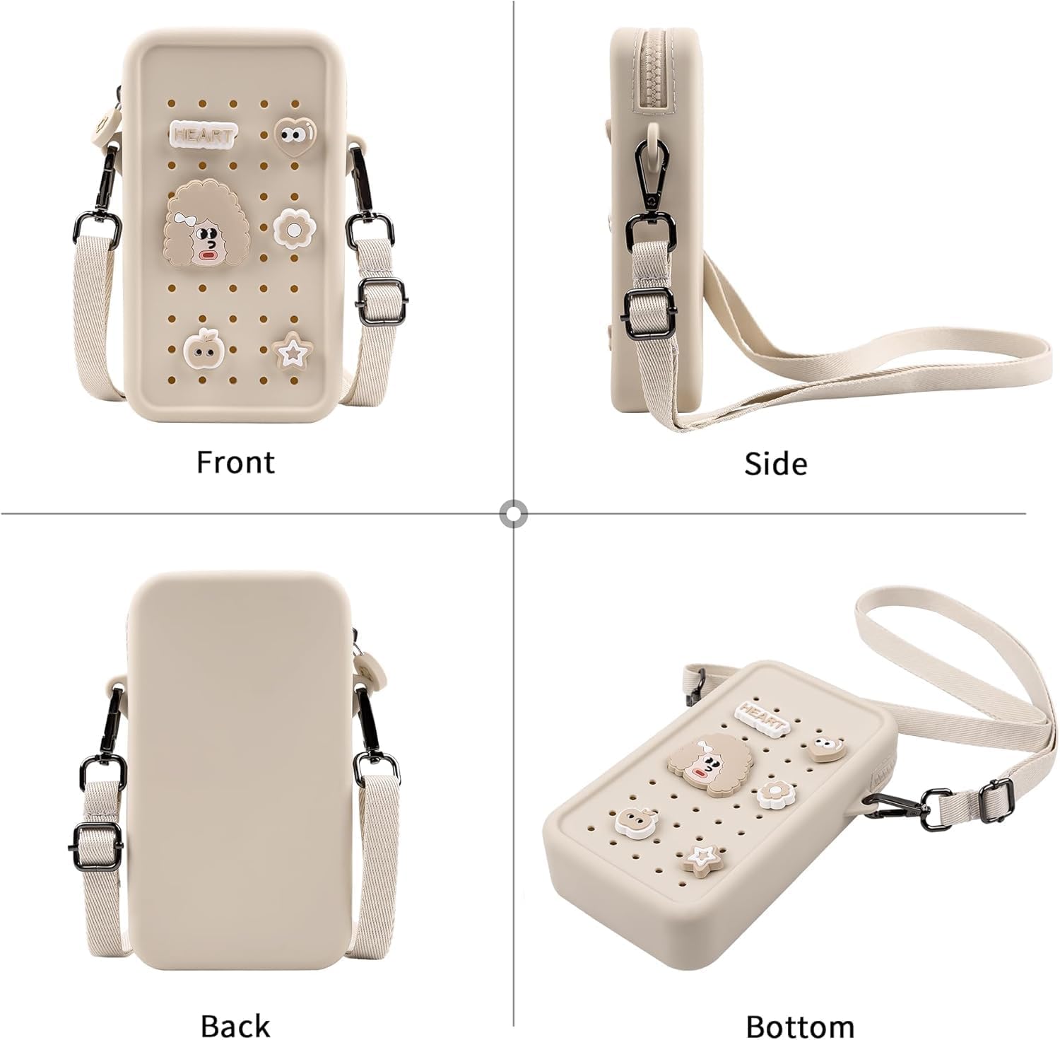Skiennix Silicone Crossbody Bag - Waterproof & Lightweight Phone Purse with Adjustable Strap | Beige