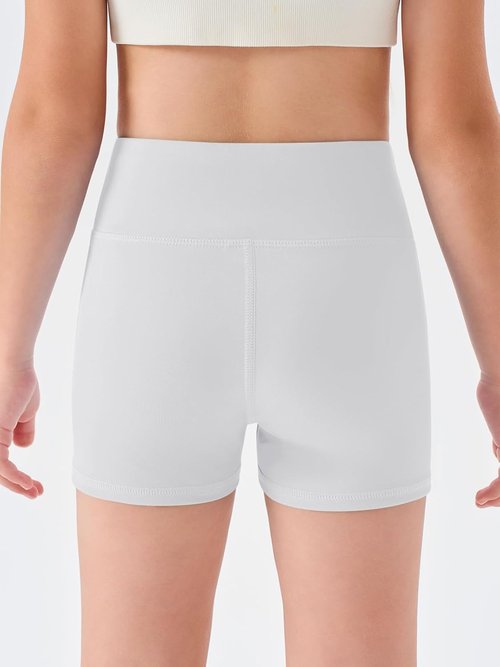 Haloumoning Girls Athletic Shorts - High Waisted Biker Shorts for Gymnastics & Dance | Ages 5-14