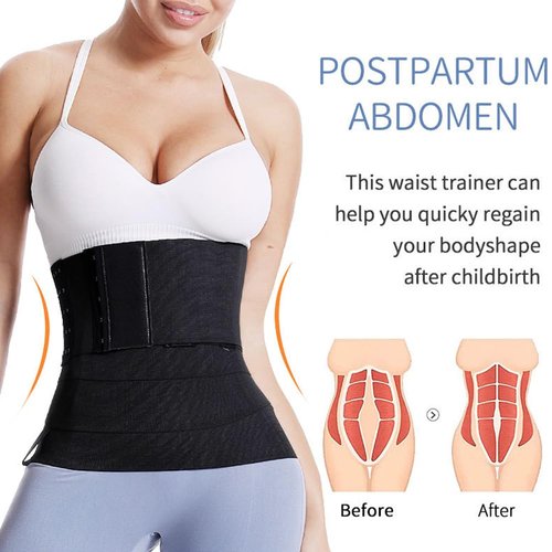 Meichoon Waist Trainer for Women Tummy Control Bandage Wrap Trimmer Workout Girdle 500CM/16.4FT Black