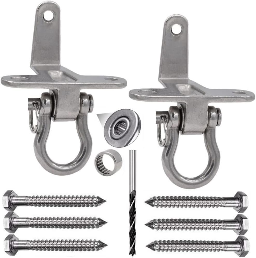 Skiennix 2-Pack Stainless Steel Swing Hangers - Heavy Duty Anti-Rust Design | 180° Silent Bearing, 1500LB Capacity
