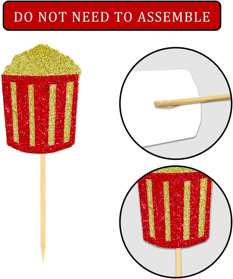 Regine Switzerland Theater Cupcake Toppers - Fun Movie Night Party Decorations | Set of 24