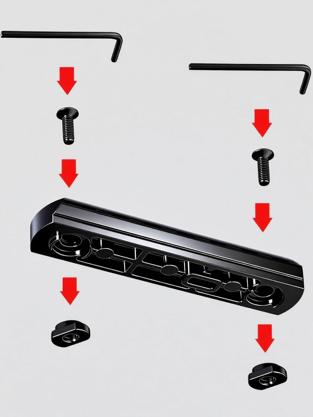 Picatinny Rails - Aluminum Single Section with 12 T-Nuts, 12 Screws & 2 Wrenches | Durable & Versatile