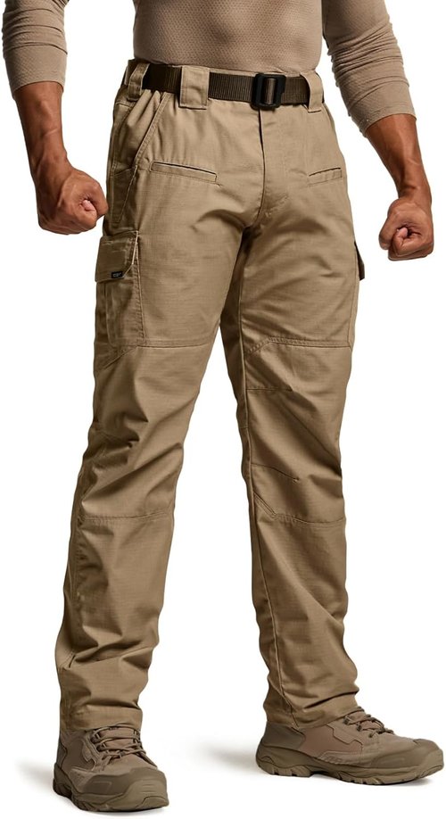 CQR Men's Tactical Pants - Lightweight Water Resistant Ripstop Cargo Pants for Outdoor Activities