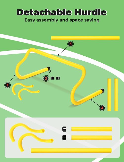 GHB Agility Hurdles - 8" Speed Training Hurdles Set with Carry Bag for Kids & Athletes