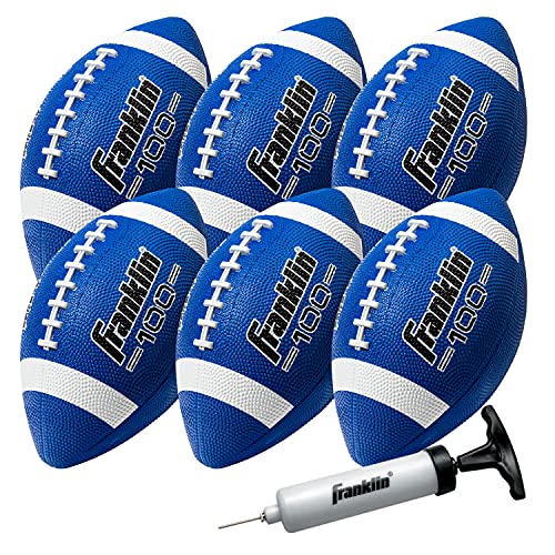 Franklin Kids Grip-Rite 100 Junior Football Blue/White 6 Pack - Youth Size, Durable & Easy Grip