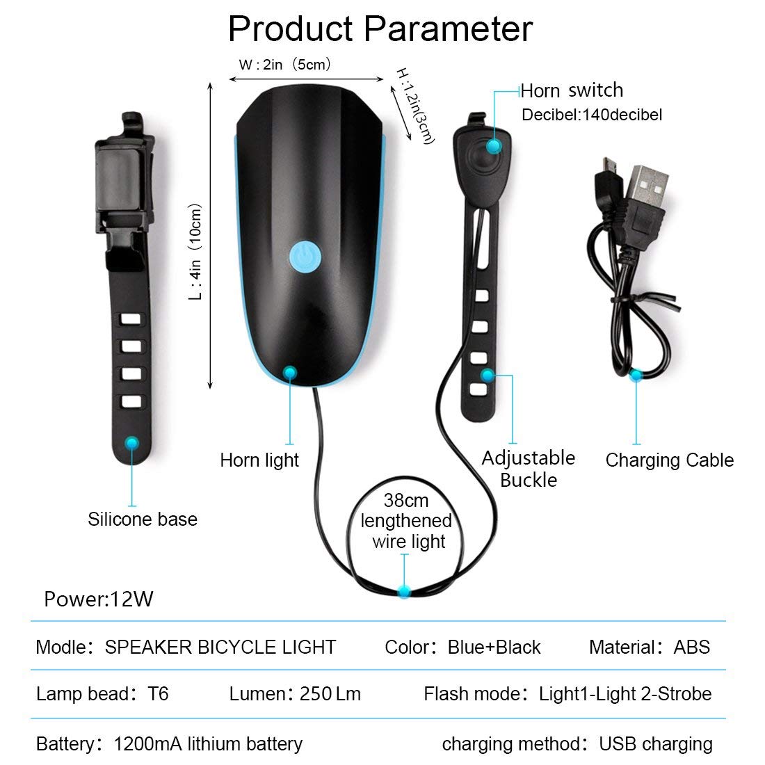 Rechargeable Bike Light With Horn Set, Bicycle Front Light With Bell for Electric Scooter Kids, 2 Modes Sound Siren, 3 Lighting Modes
