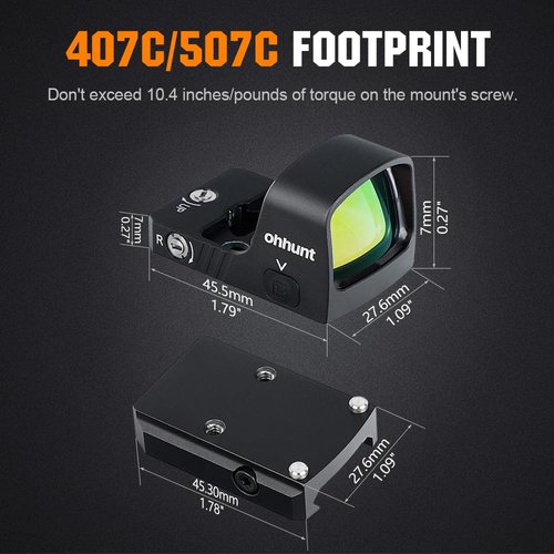 ohhunt RD U2MR Shake Awake Micro Red Dot Sight Compatible with RMR Cut Multiple Reticle 3 MOA Dot and 36 MOA Circle