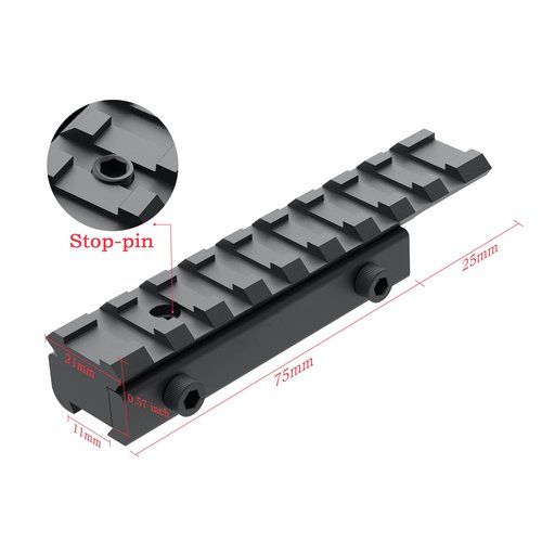 FSI 3/8" 11mm to 7/8" 20mm Dovetail to Picatinny Rail Adapter, Low Profile 11mm to 20mm Picatinny Riser Mount (1pc)