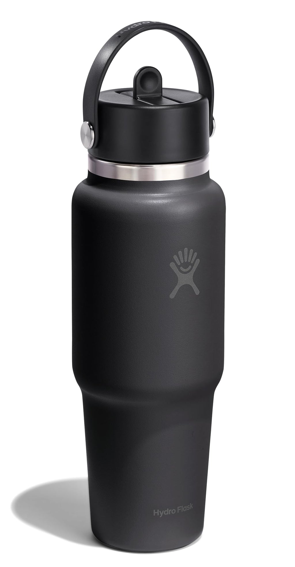 Hydro Flask Travel Water Bottle - Insulated Stainless Steel - Wide Straw Lid, Non Spill, Leakproof in 32 Oz Tonal Black