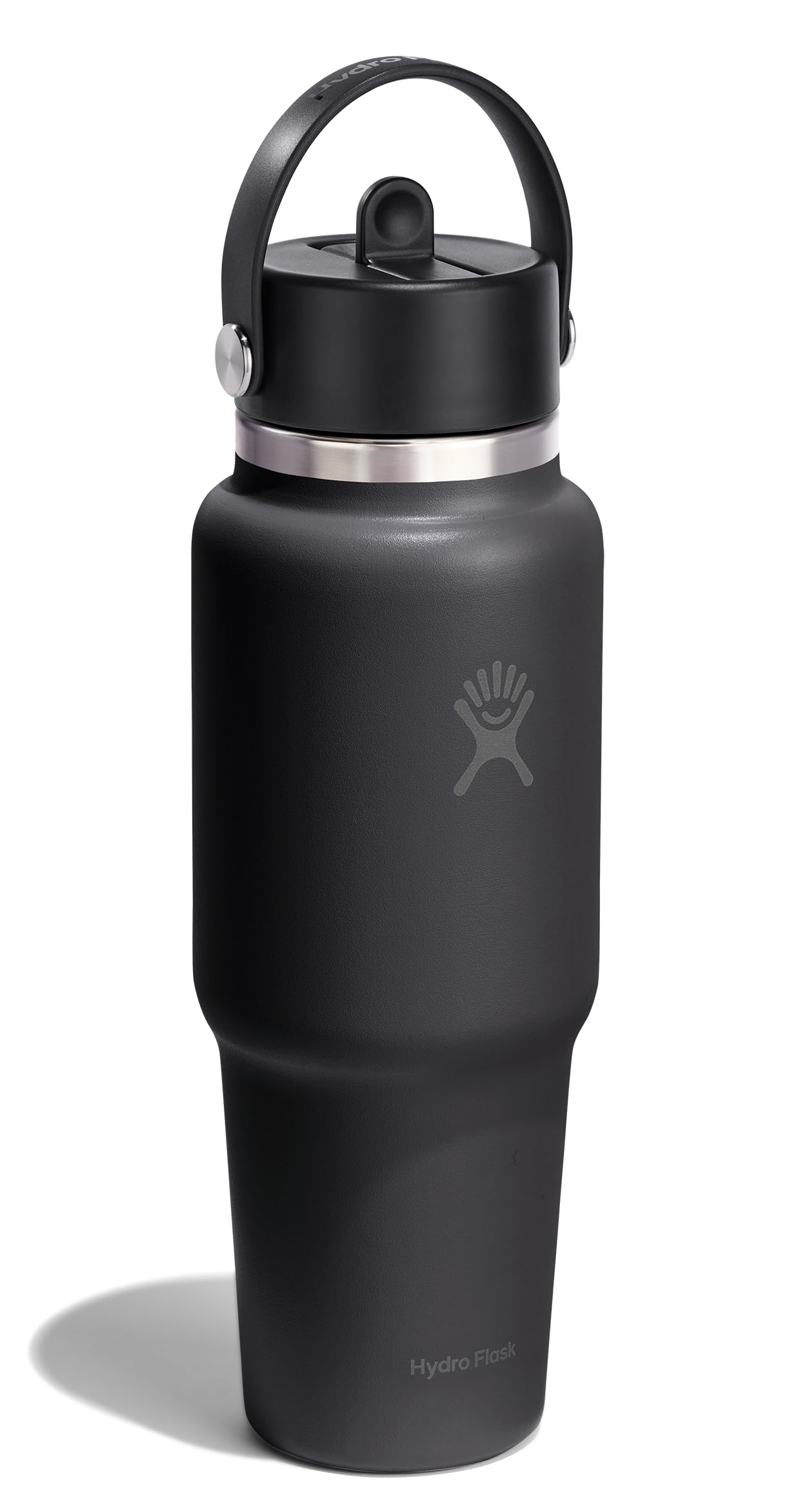 Hydro Flask Travel Water Bottle - Insulated Stainless Steel - Wide Straw Lid, Non Spill, Leakproof in 32 Oz Tonal Black