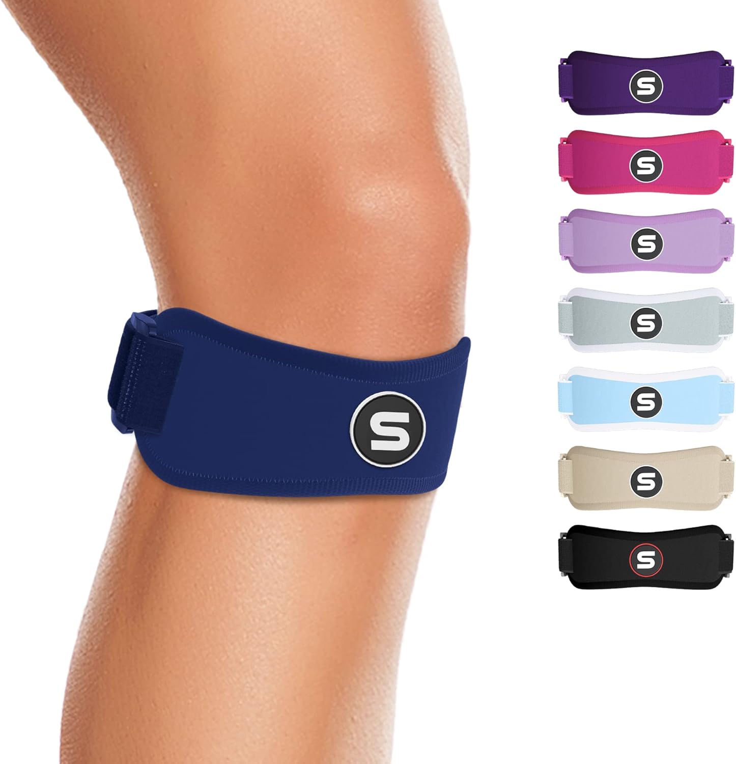 Sleeve Stars Patellar Tendon Support Strap - Effective Osgood Schlatter Knee Brace for Adults & Kids | Adjustable 12"-24" Navy Blue