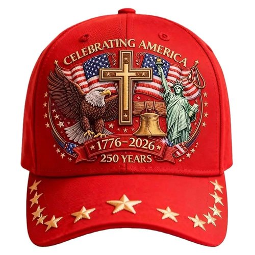 Eagle & Liberty & Cross Commemorative Cap，United States 250th Anniversary Hat，Adjustable Patriotic Baseball Cap(red)
