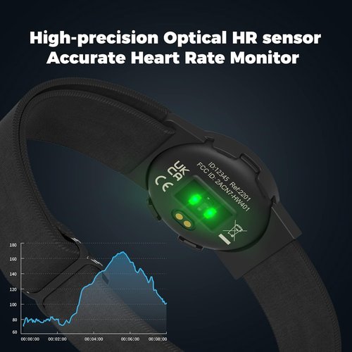 Moofit HW401 Heart Rate Monitor Armband - IP67 Waterproof, Bluetooth/ANT+ Compatible, Rechargeable Optical Sensor