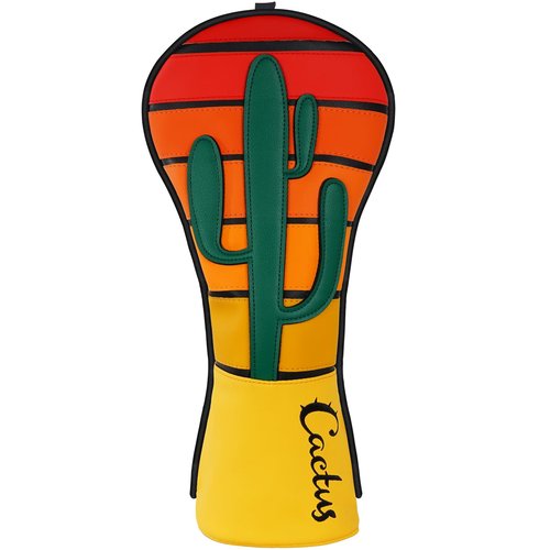 LZFAN Golf Club Head Cover Golf Head Covers Driver Headcover Wood Headcover Leather Patchwork Cactus