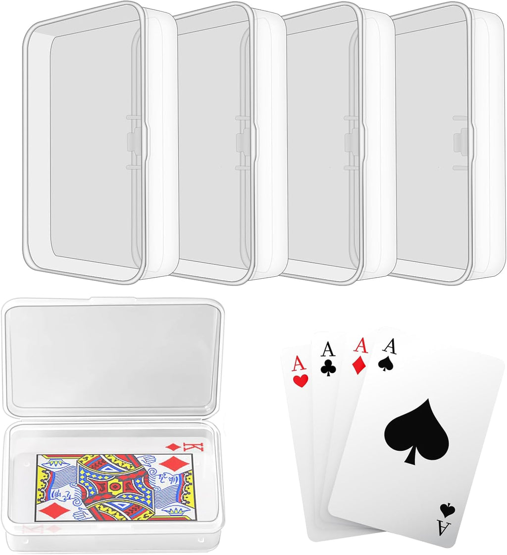 Skiennix Clear Plastic Card Deck Box - 4 Pack Snaps Closed Storage for Trading & Business Cards