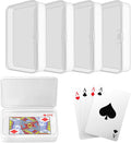 Skiennix Clear Plastic Card Deck Box - 4 Pack Snaps Closed Storage for Trading & Business Cards