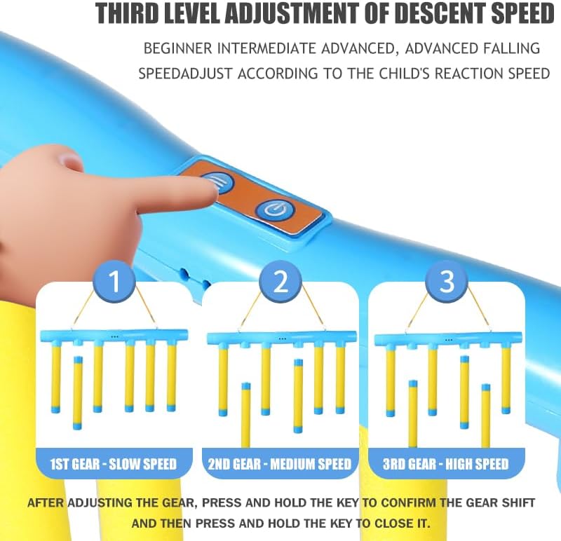 Reaction Time Training Toy - Hand-Eye Coordination Drop Stick Game | Upgraded Remote Control, 3 Speeds, Blue