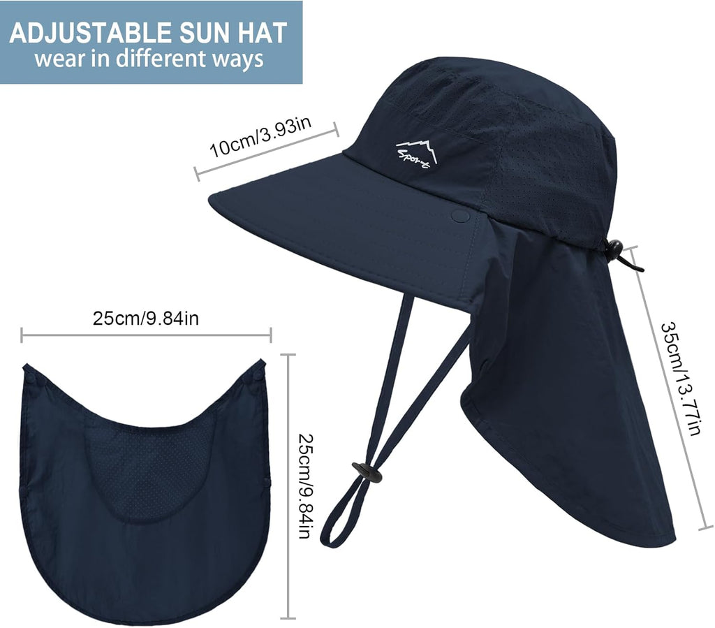 Skiennix Sun Hat - UPF 50+ UV Protection with Neck Flap | Wide Brim for Hiking & Fishing