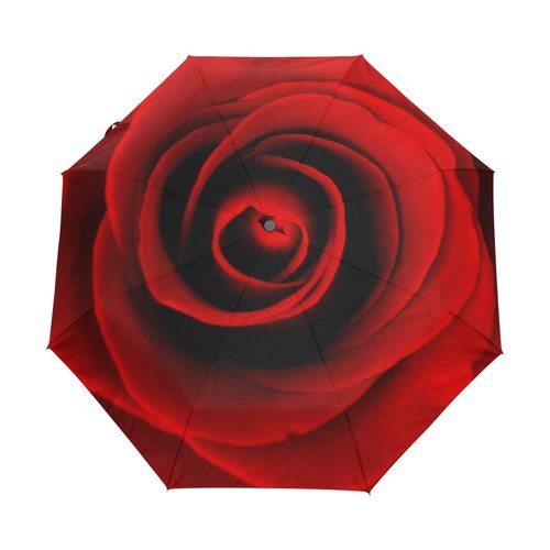 FORMRS Compact Travel Umbrella Red Rose Auto Open Close Umbrella Windproof Anti-UV