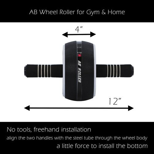 Dalekana AB Wheel Roller, Exercise Abdominal Wheel Fitness for Gym & Home, Work-out Strength-Training Equipment with Knee Pad, 12"W, Yellow