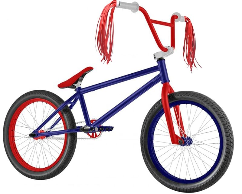Red Bicycle Bell with Red Tassel Streamers - 22mm Handlebar, 9.4in Tassels