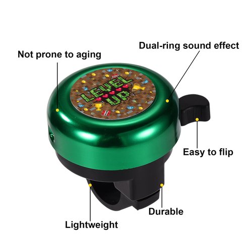 Bike Ring Bell, Premium Durable Loud Crisp Clear Sound Pixel-Themed Bicycle Ringer Bell Funny Bike Accessory Suitable for Kids Boys Toddlers