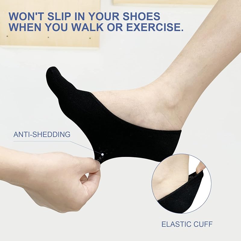 No Show Toe Socks Women 6 Pack - Low Cut Five Fingers Cotton Boat Socks
