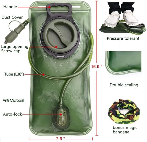 Hydration Bladder - BPA-Free Leak Proof Water Reservoir for Hiking | 1.5L-3L Sizes Available