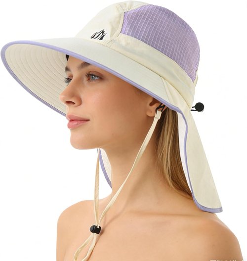 LMLALML Women's Sun Hat - Wide Brim UPF 50+ UV Protection for Hiking & Gardening | Large Neck Flap