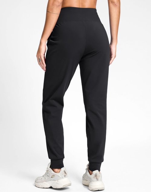 G Gradual Women's Fleece Lined Joggers with Zipper Pocket Water Resistant Running Hiking Pants Winter Warm Thermal Sweatpants Black M
