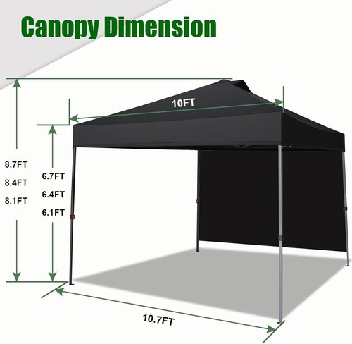 Eurmax USA Pop-Up Canopy Tent - 10x10ft Portable Shelter with Removable Sidewall & 4 Sand Bags | White