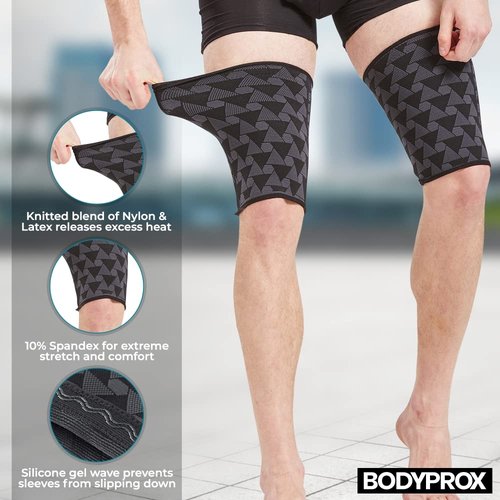 BODYPROX Thigh Compression Sleeve(1 Pair), Hamstring Compression Sleeve for Men and Women(Medium)