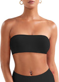 VOYJOY Backless Bandeau Bra - Adjustable Strapless Workout Top in Classic Black
