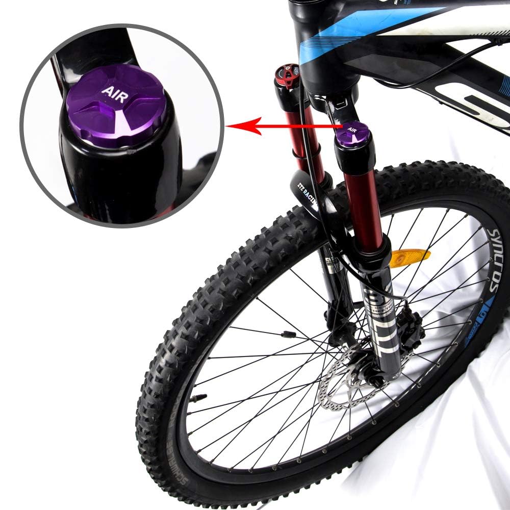 ZTZ CNC Aluminum Alloy Mountain Bike Fork Valve Cover, MTB Front Fork Cap Protector, Replacement Part Accessory for Bike Upgrades (Purper)