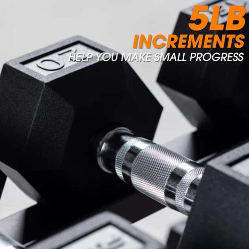 Mikolo Dumbbell Sets - Rubber Hex Hand Weights with Rack | Multiple Options: 160-550LB for Strength Training