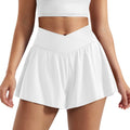 YEOREO Women's Flowy Athletic Shorts - Comfortable Workout Tennis Skorts with Pocket | White, Size L
