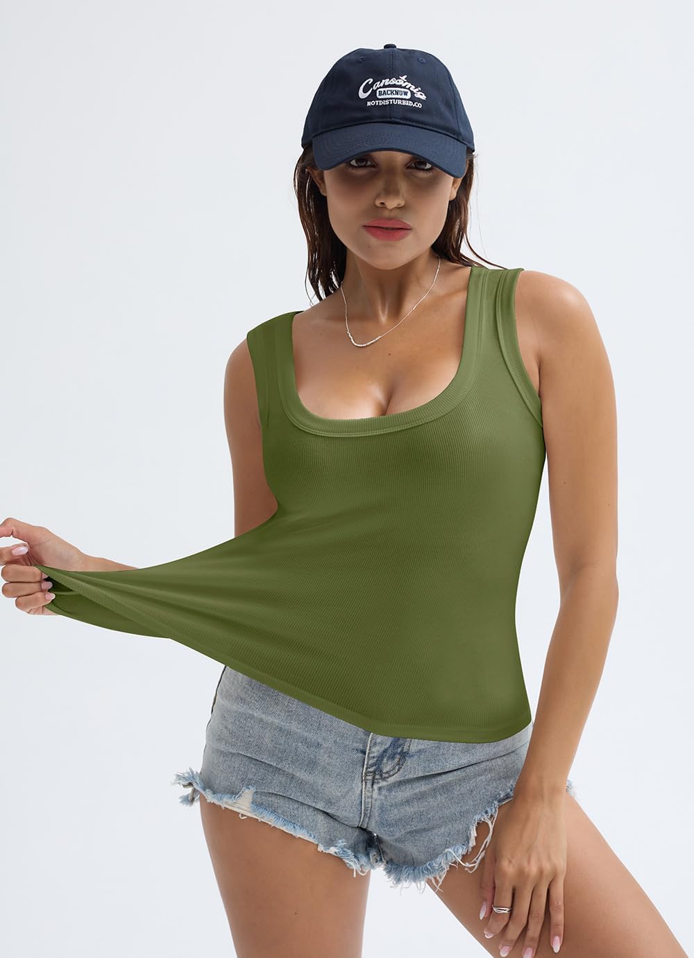 SVALIY Women's Fitted Ribbed Tank Top - Square Neck Sleeveless Shirt for Summer | Stylish Basic Top