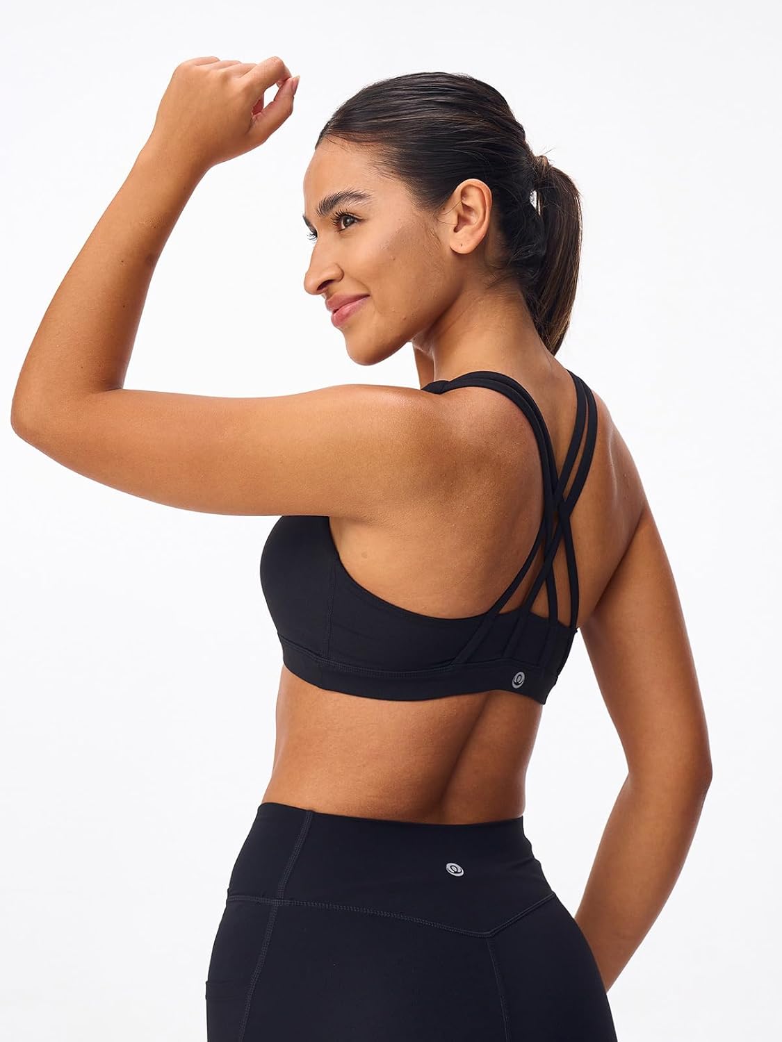Skiennix Women's Strappy Sports Bra - Light Compression, Criss Cross Back, Padded Yoga Bra, Supportive U Neckline